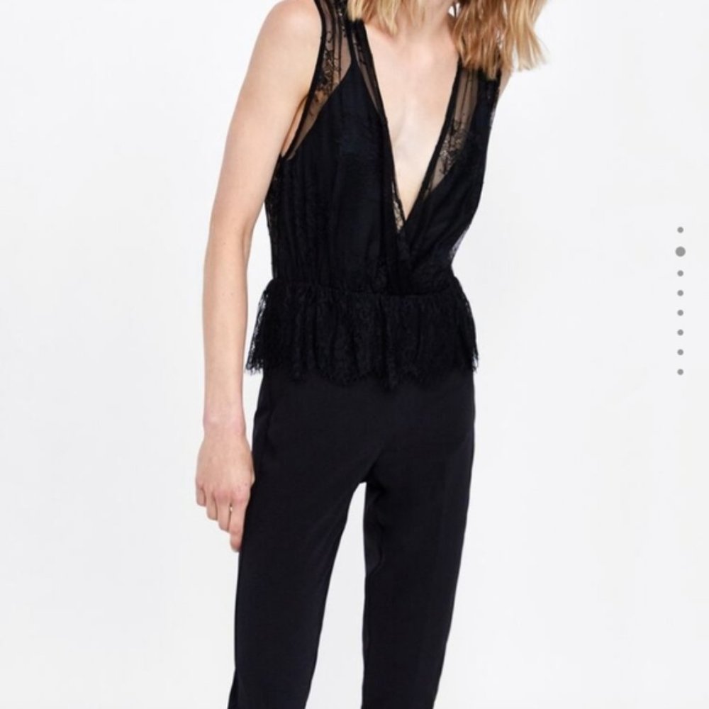 Zara Sleeveless V neck jumpsuit with matching lace